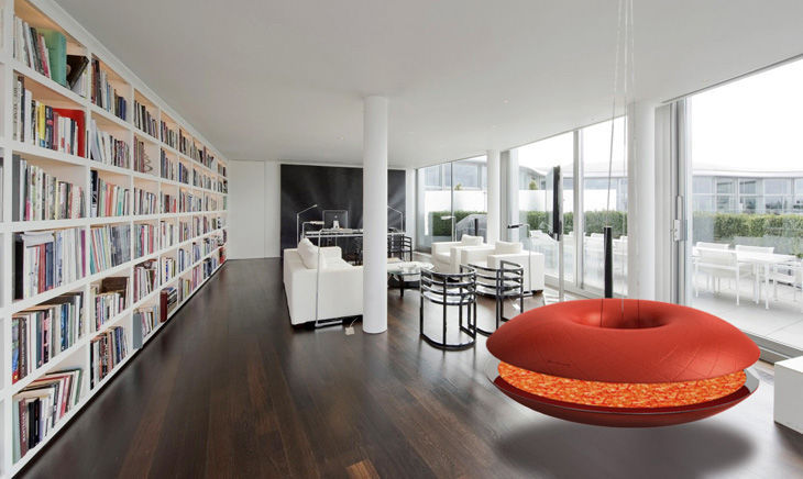 Chimenea eléctrica / de diseño original / hogar abierto / suspendida