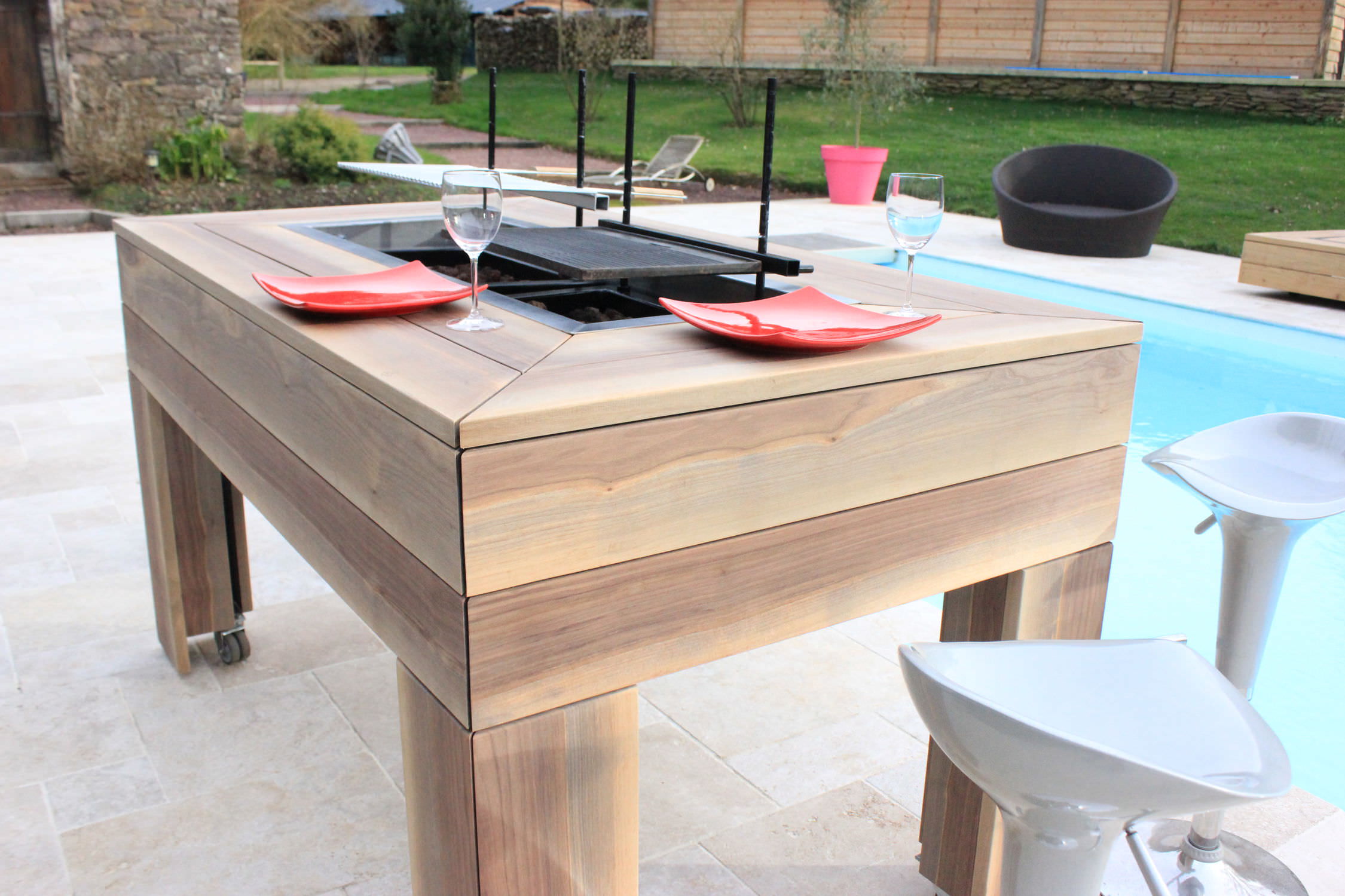 Mesa contemporánea - KUB® - KRONOS/KUB - de madera / rectangular / con