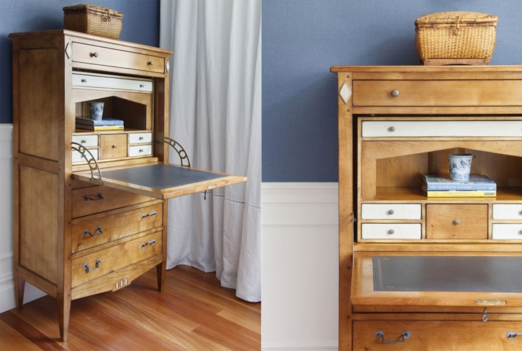 Secreter clásico - TESSA - Oficina Inglesa - de roble / de cuero / de