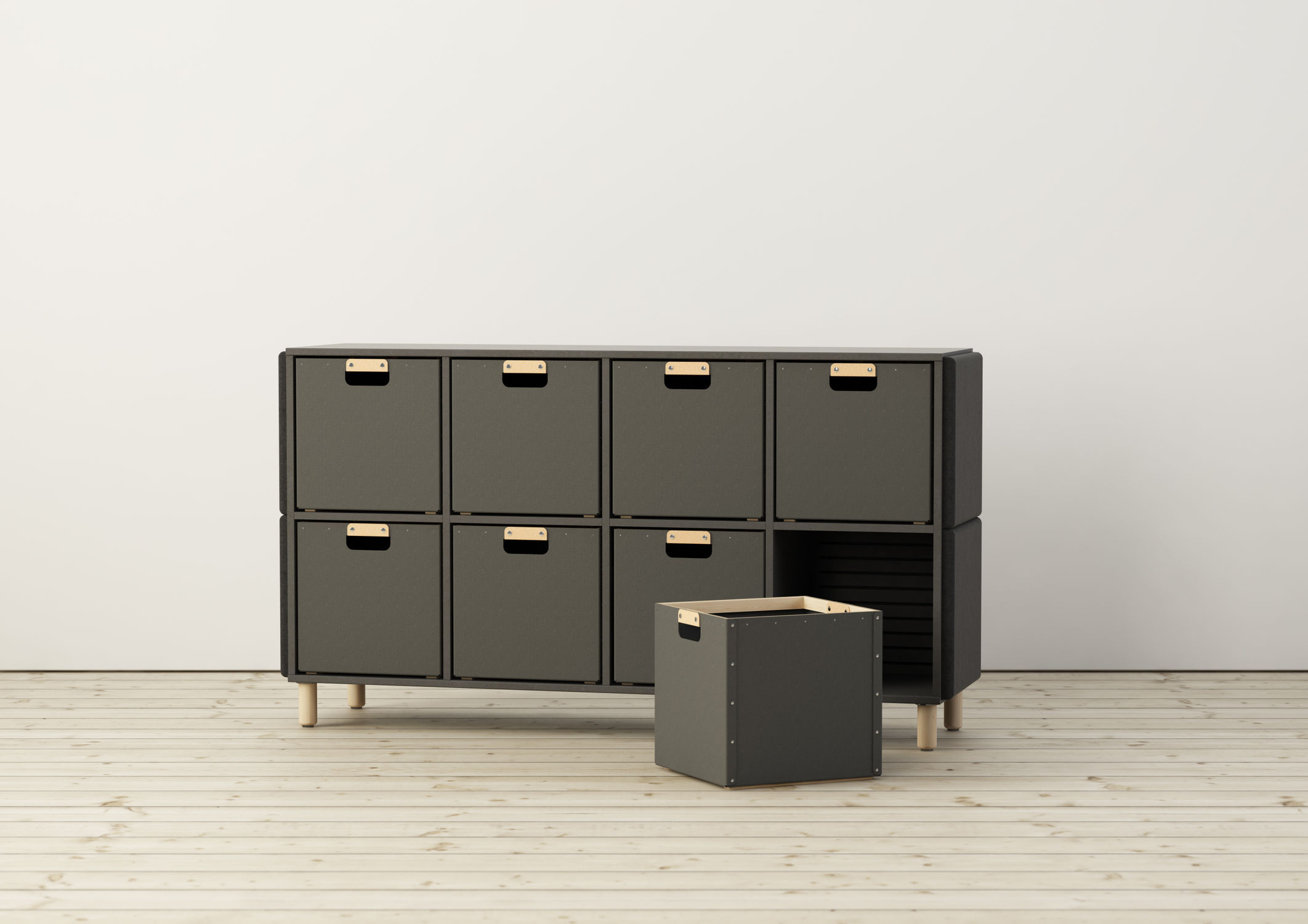 Caja de almacenamiento de madera - SABINE - GLIMAKRA - de cuero / de cartón