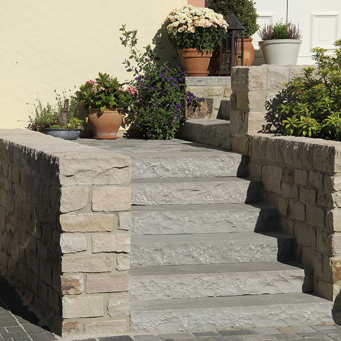 Escalón de piedra natural - KANDLA GRIS - Bauma-stone - de arenisca