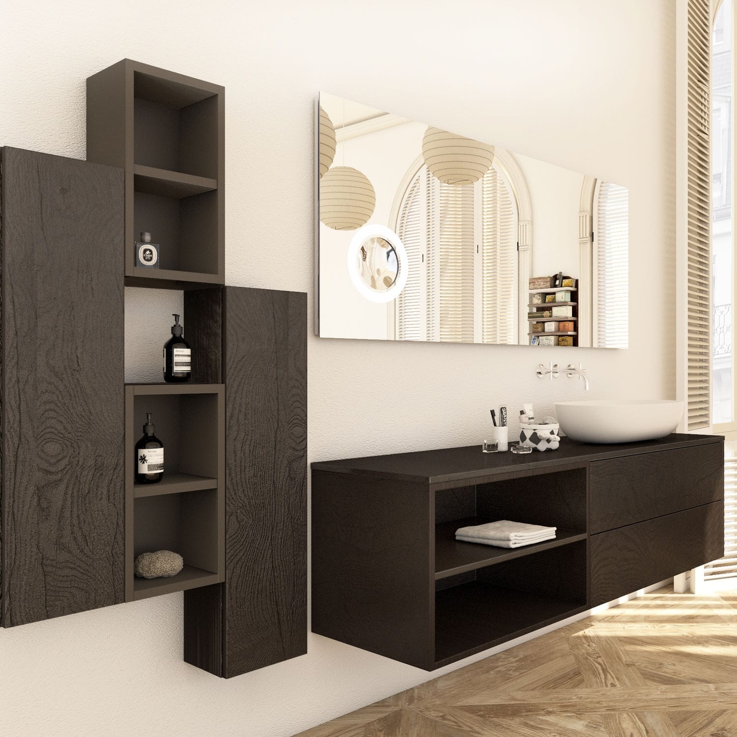 Mueble de lavabo suspendido - NATURA - ISA BAGNO - de roble