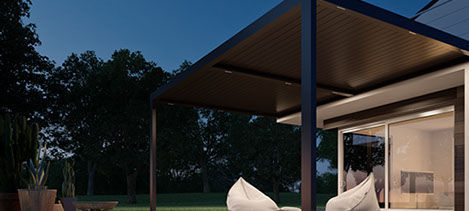 Pérgola adosada / de aluminio / con láminas móviles - ALL SEASONS