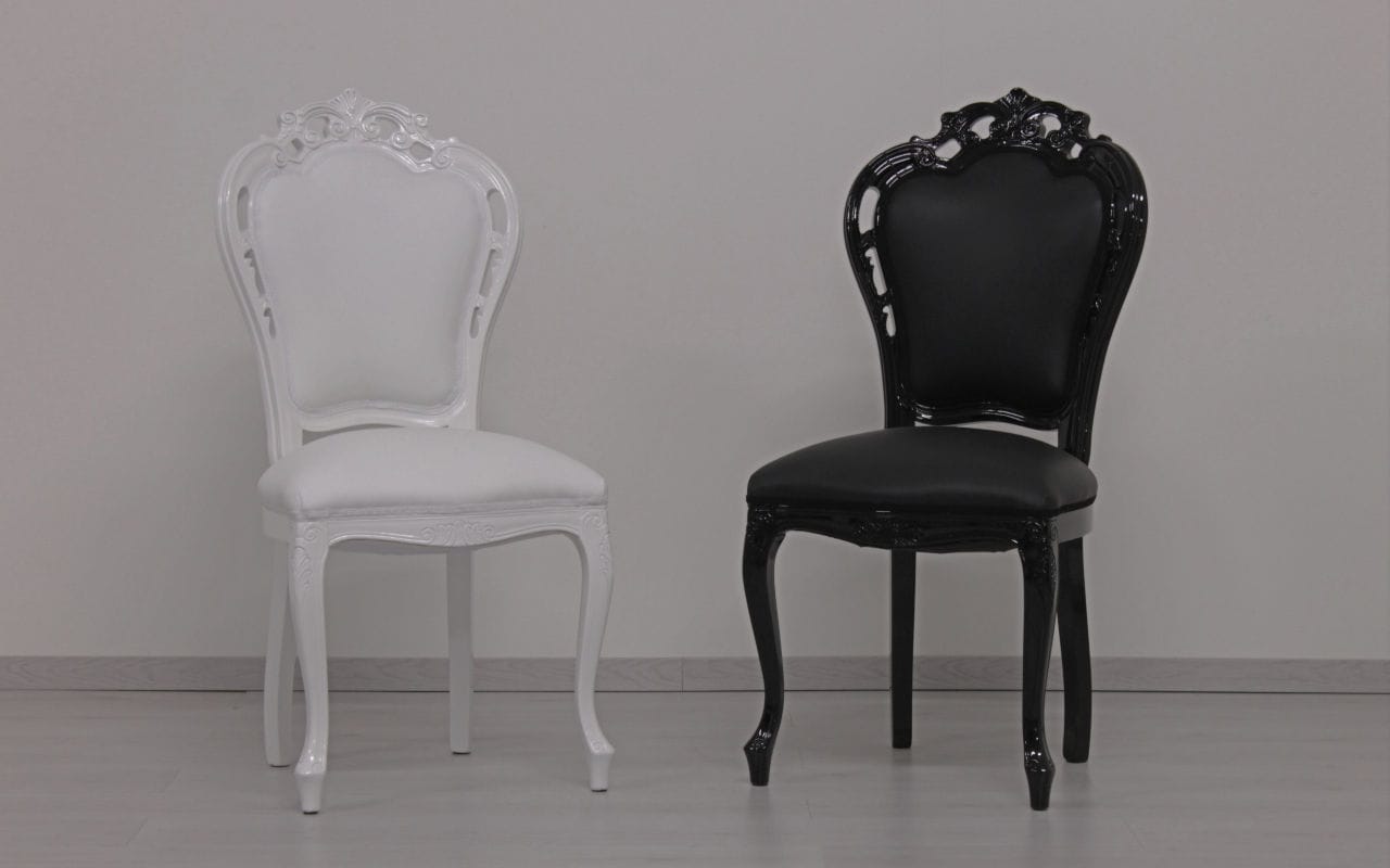 Silla de comedor nuevo barroco - BLACK - ORSITALIA - tapizada / con