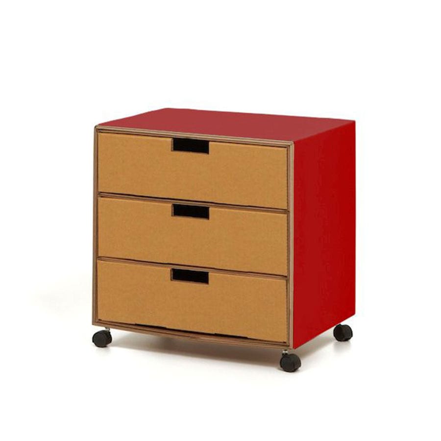 Cajonera de oficina de madera DROP Kubedesign de cartón / con 3