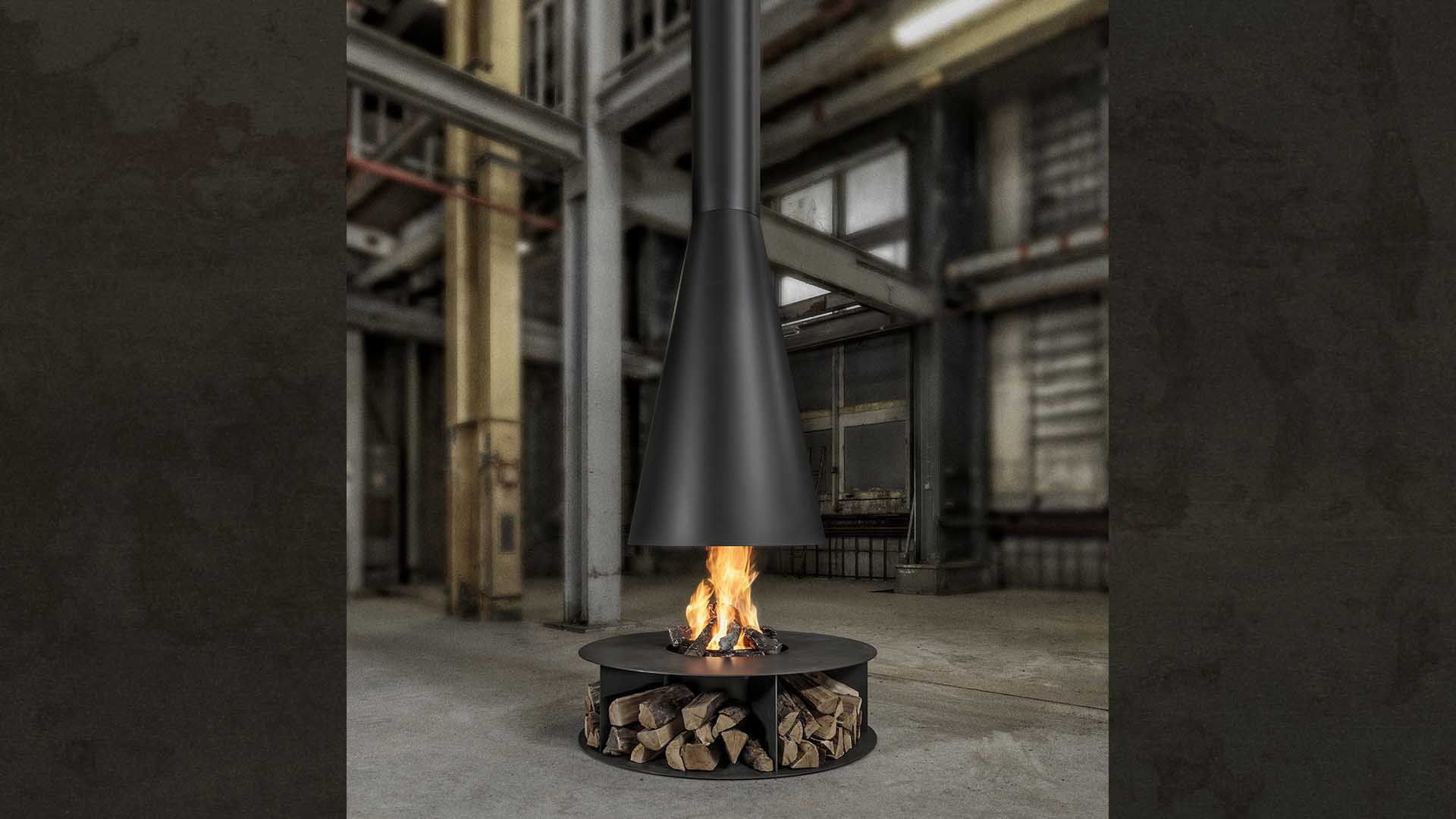 Chimenea de leña - B. BLACK - boley - contemporánea / hogar abierto