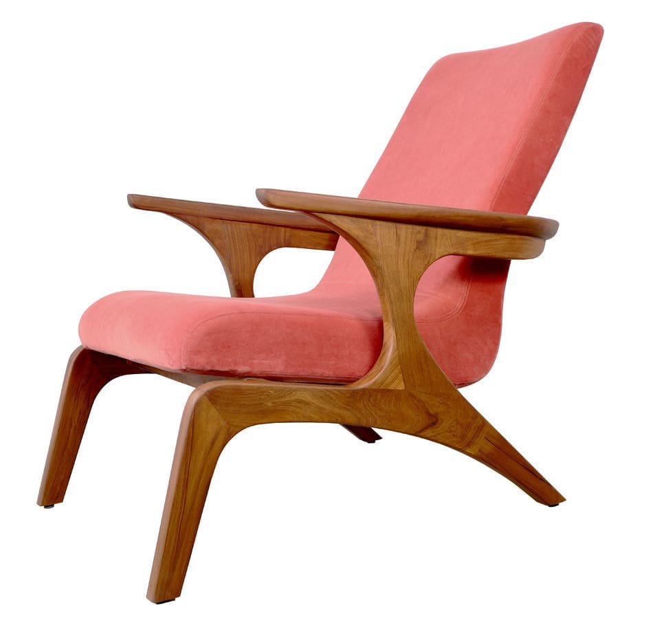 Silla contemporánea - PIKO - ALANKARAM - de tejido / con base de teca