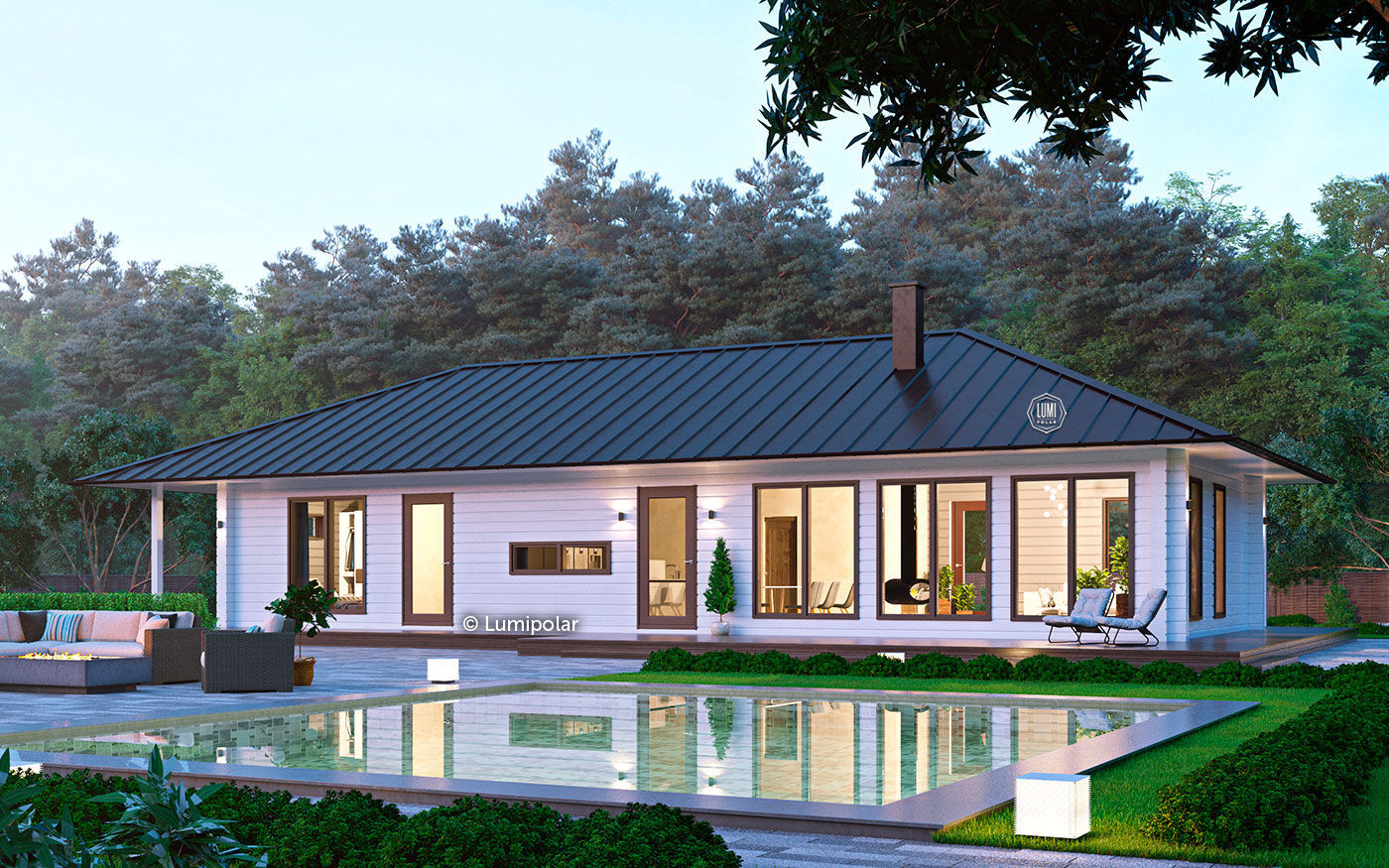 Casa prefabricada / clásica / de madera laminada encolada / ecológica