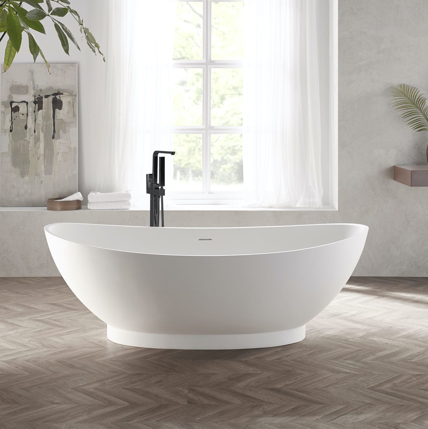 Bañera ovalada - ANNECY - Riluxa - en isla / de mineral compuesto / blanca