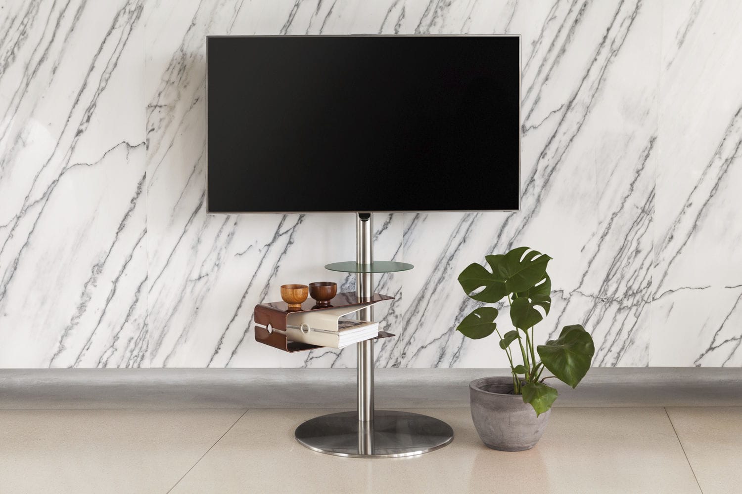 Soporte para TV de pie contemporáneo - DISCO R5 BI WITH TRIA SHELF