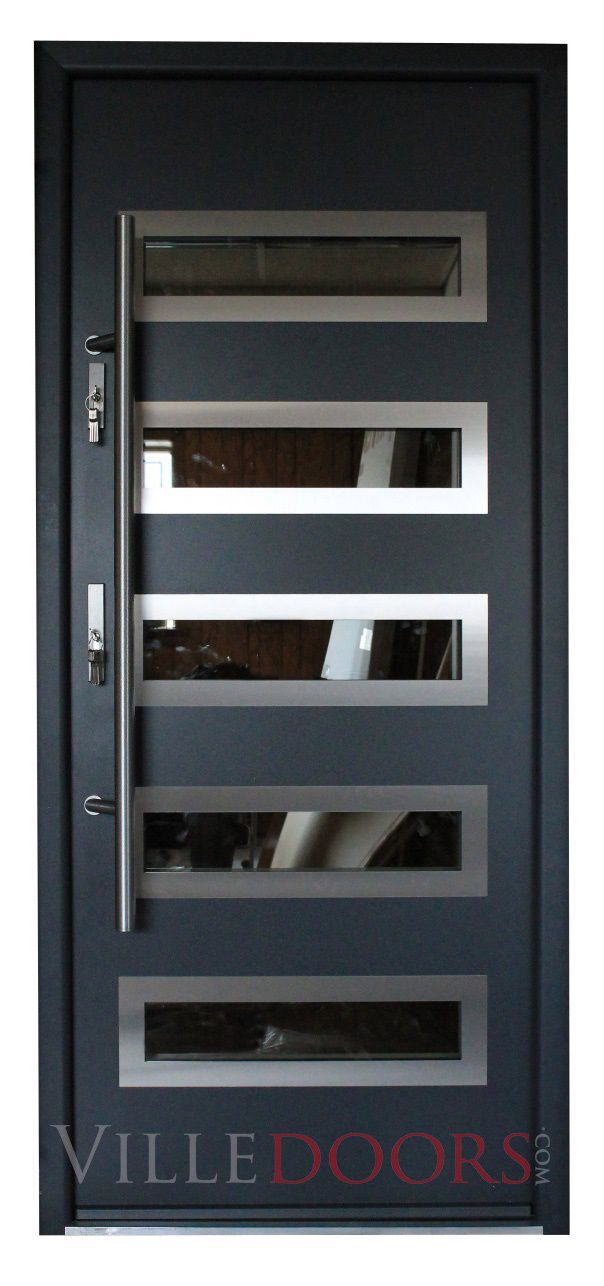 Puerta de entrada / abatible / de acero inoxidable / de seguridad