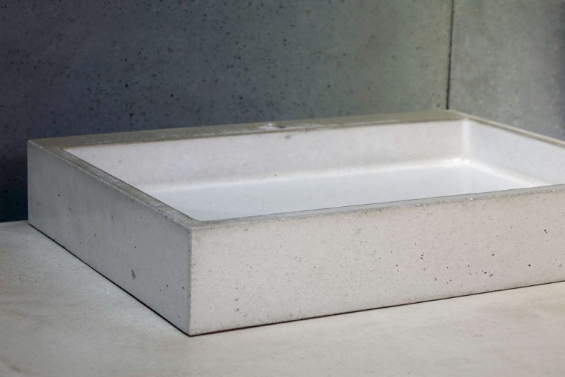 Lavabo sobre encimera - SENSE - Living Concrete Ltd - rectangular / de