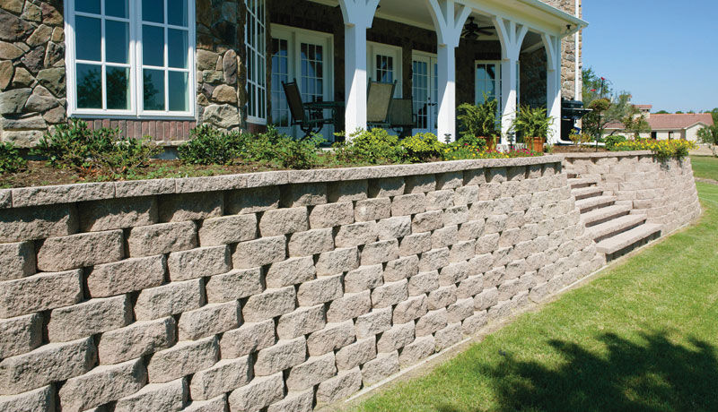 Bloque de hormigón macizo / para muro de contención / aspecto piedra