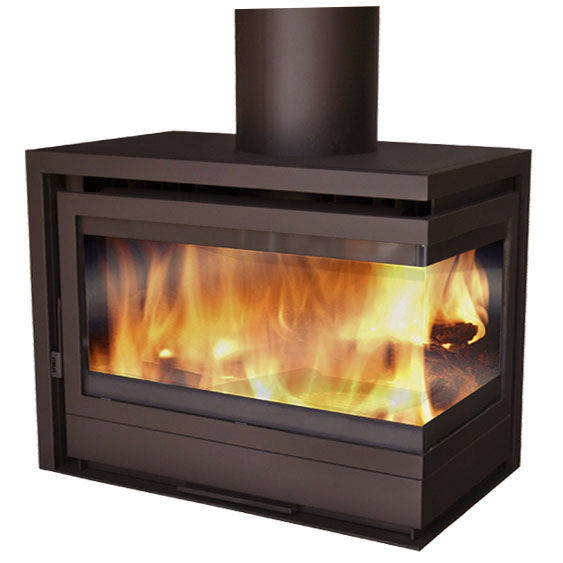 Chimenea de leña / contemporánea / hogar cerrado / de esquina - HS 80 L