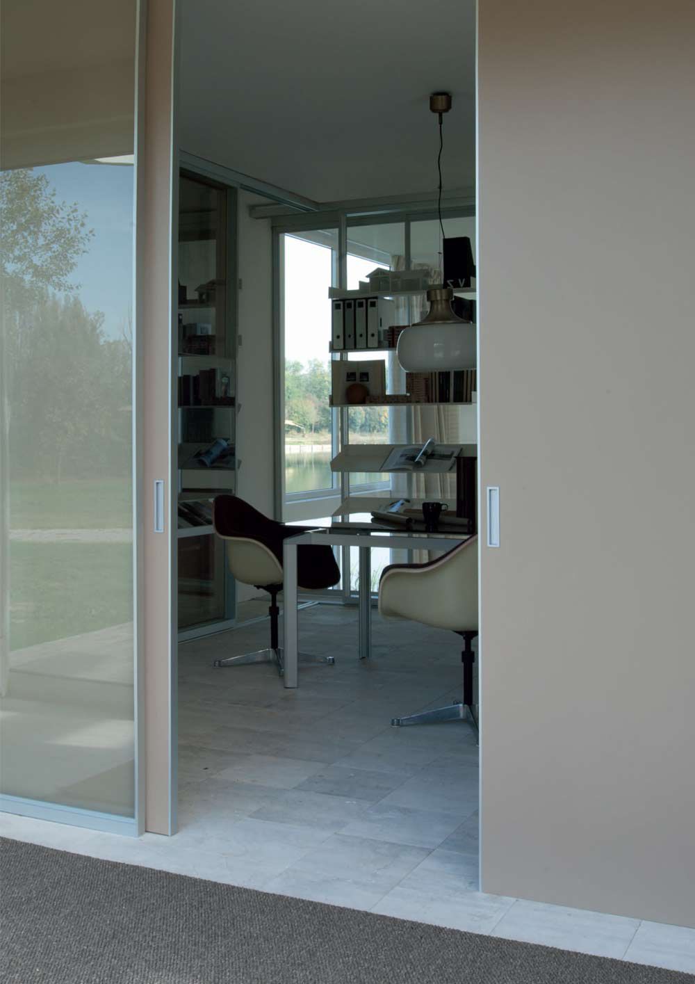 Puerta de interior / corredera / de aluminio / acristalada - QUADRA - ALBED