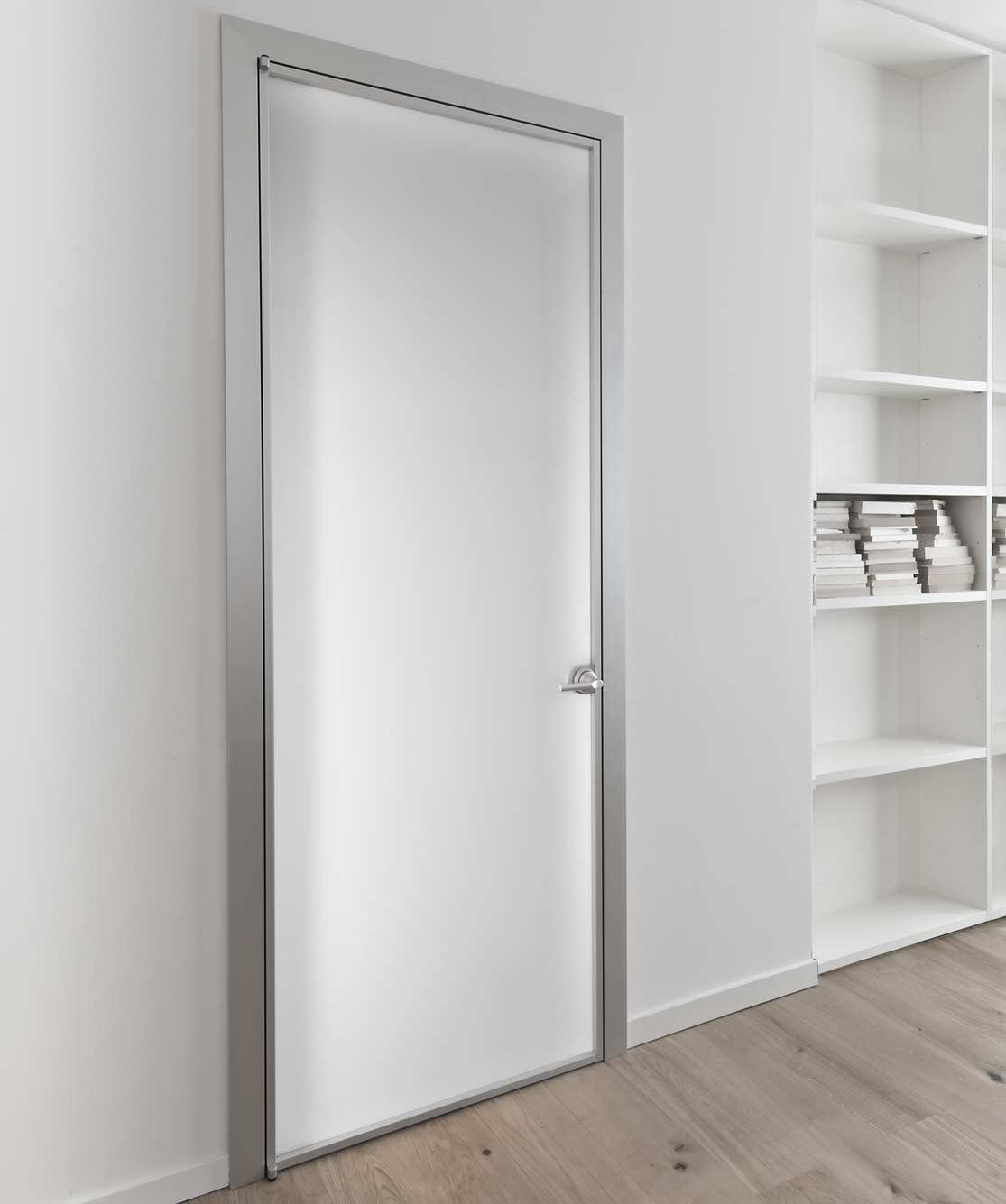 Puerta de interior - PRIMA - ALBED - de aluminio anodizado / abatible