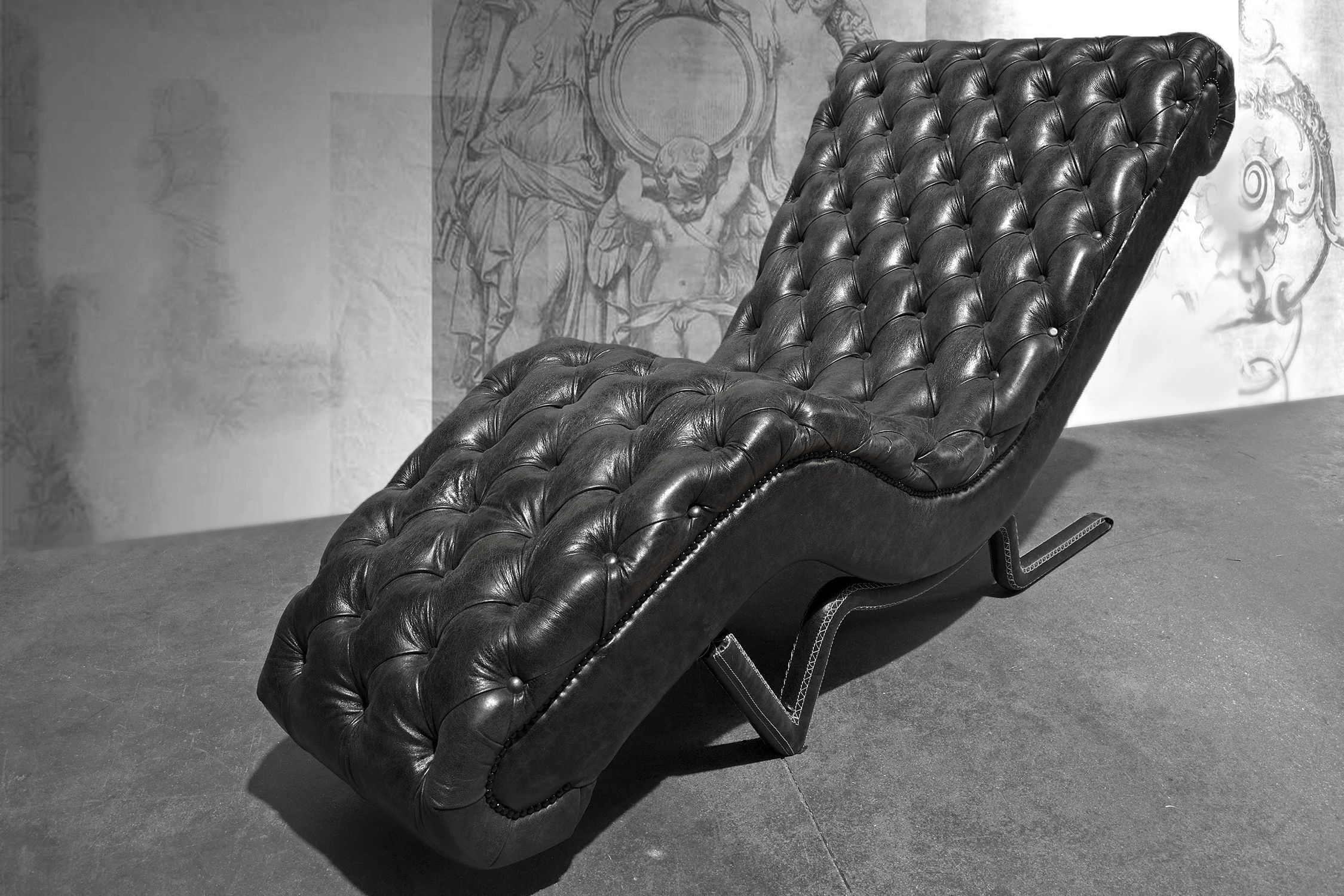 Chaise longue Chesterfield Harleq de cuero / para el sector