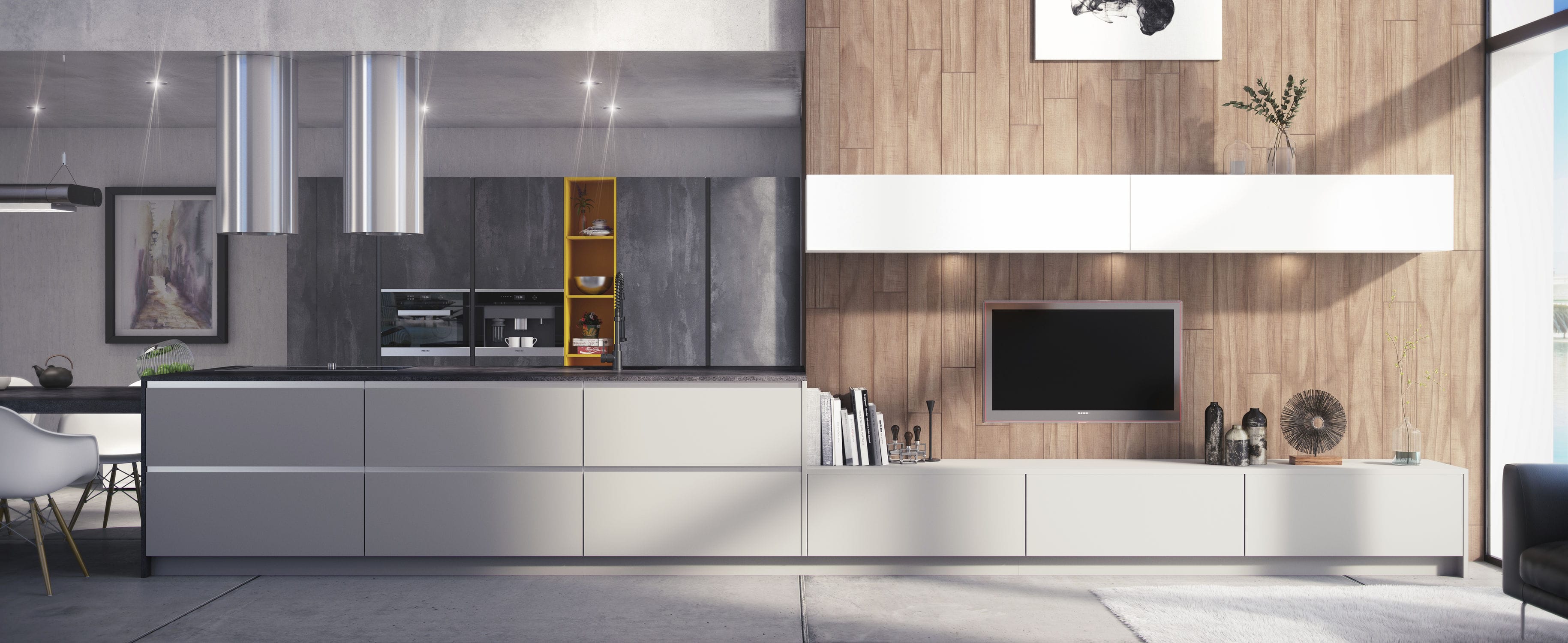 Cocina contemporánea - FILM 22 - BC3 - de MDF / de polímero / con isla