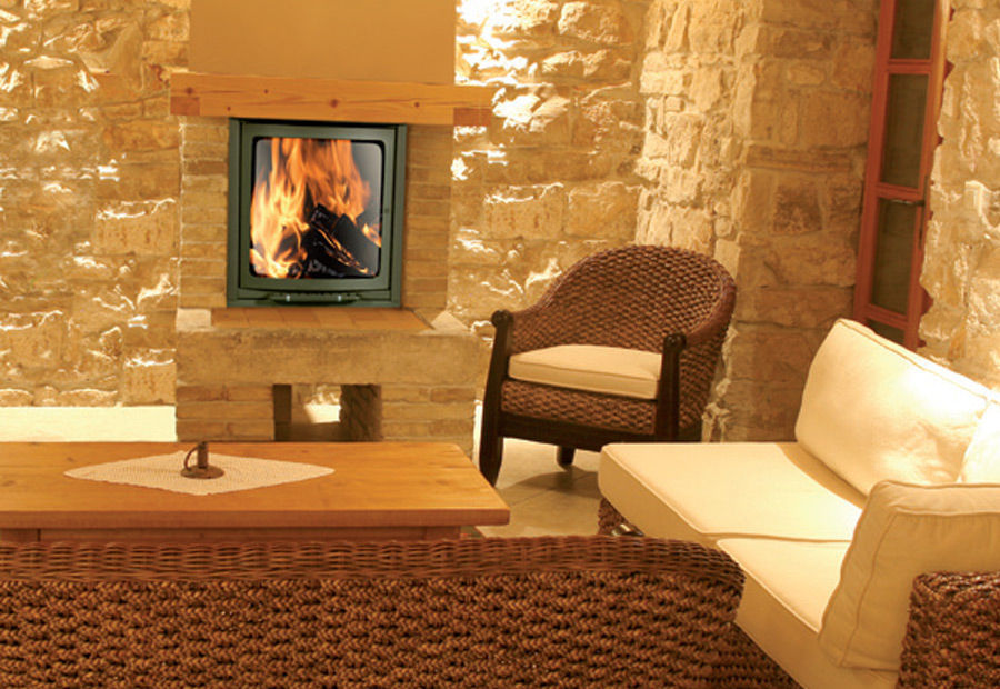 Hogar abierto de leña - CURVO 60 - LineaVz - de 1 cara / de acero COR