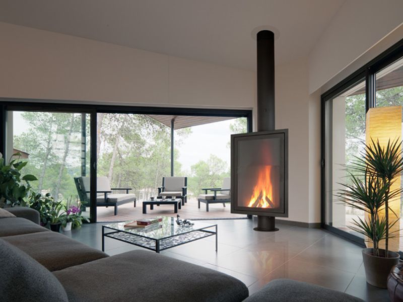 Chimenea de leña - EUROFOCUS 951 - Focus - contemporánea / hogar
