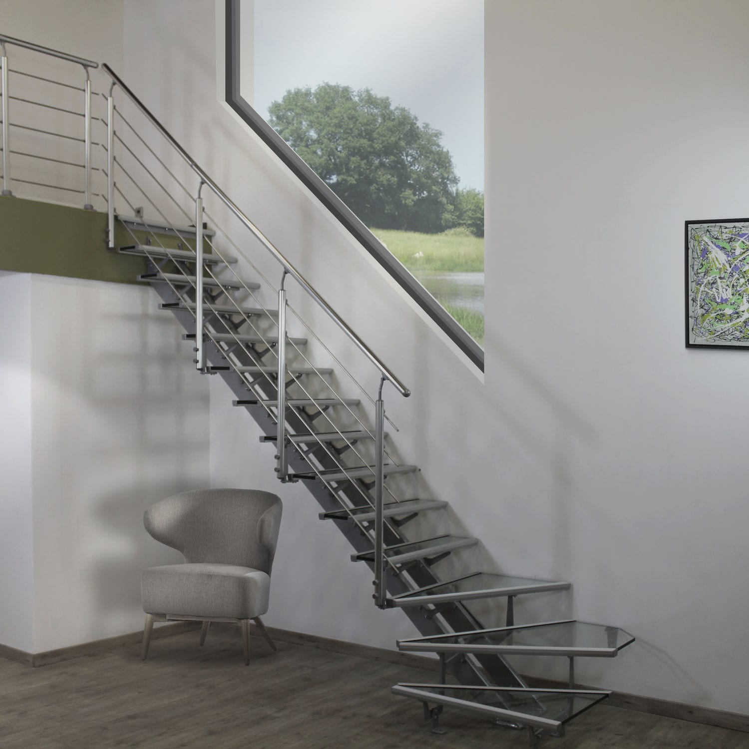 Escalera recta - OPÉRA - ORIAL - en L / contemporánea / estructura de metal