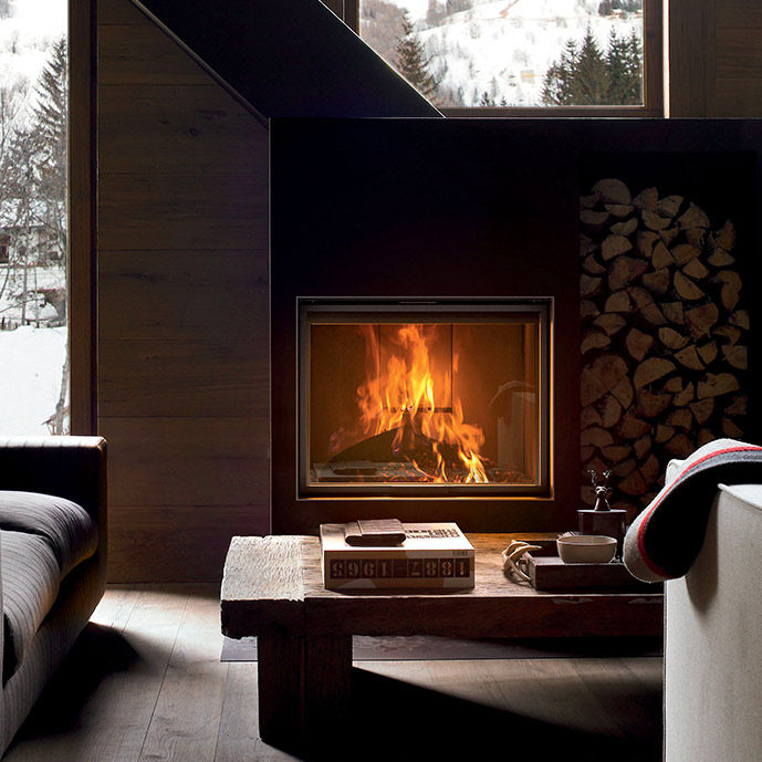 Chimenea de leña - PLASMA 85 - MCZ - contemporánea / hogar cerrado / de