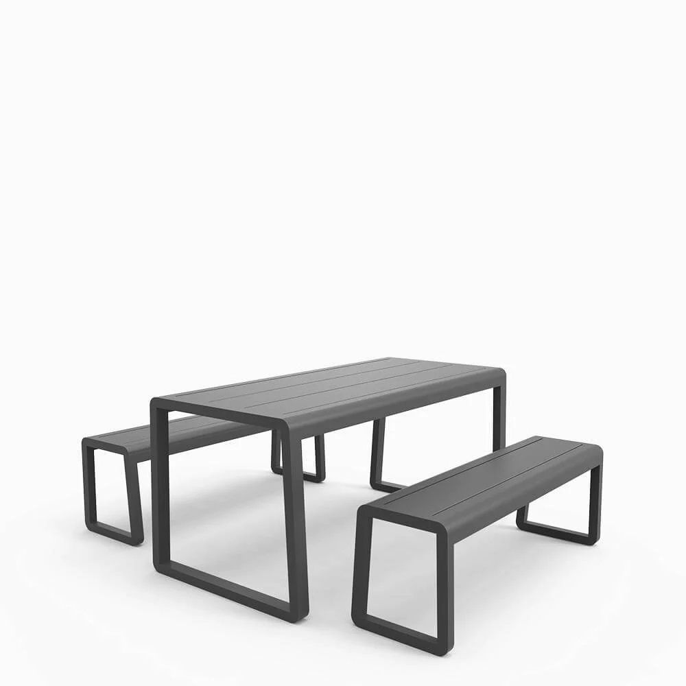 Conjunto de mesa y banco contemporáneo Elite de aluminio