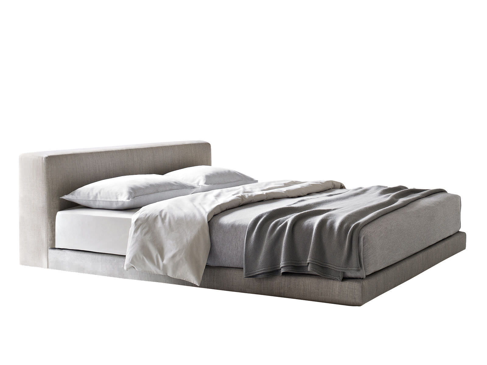 Cama de matrimonio / contemporánea / tapizada / con cabecero tapizado