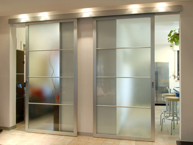 Puerta de interior / corredera / de madera / de vidrio - INSET - METRA