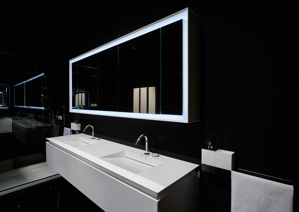 Mueble de lavabo doble - K.FLY - RI.FRA MOBILI - suspendido / de Corian