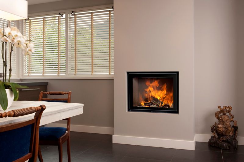 Chimenea de leña - ENERGA - Barbas - contemporánea / hogar cerrado / de