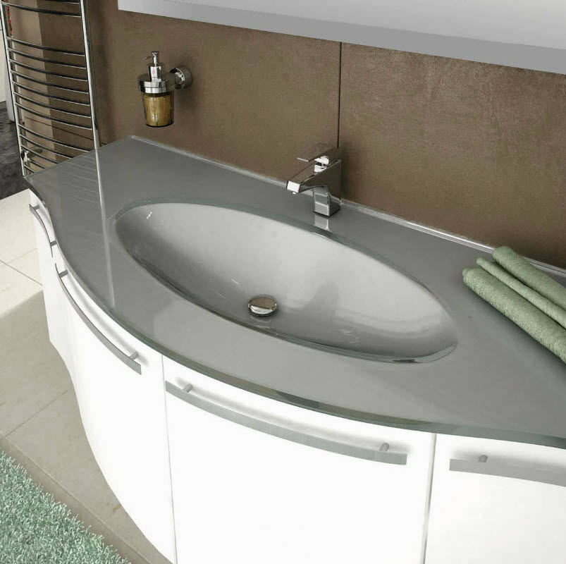 Mueble de lavabo suspendido / de PVC / contemporáneo / curvado - FORM 1