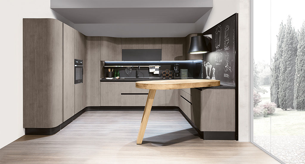 Cocina contemporánea / de aluminio / de material laminado / con isla