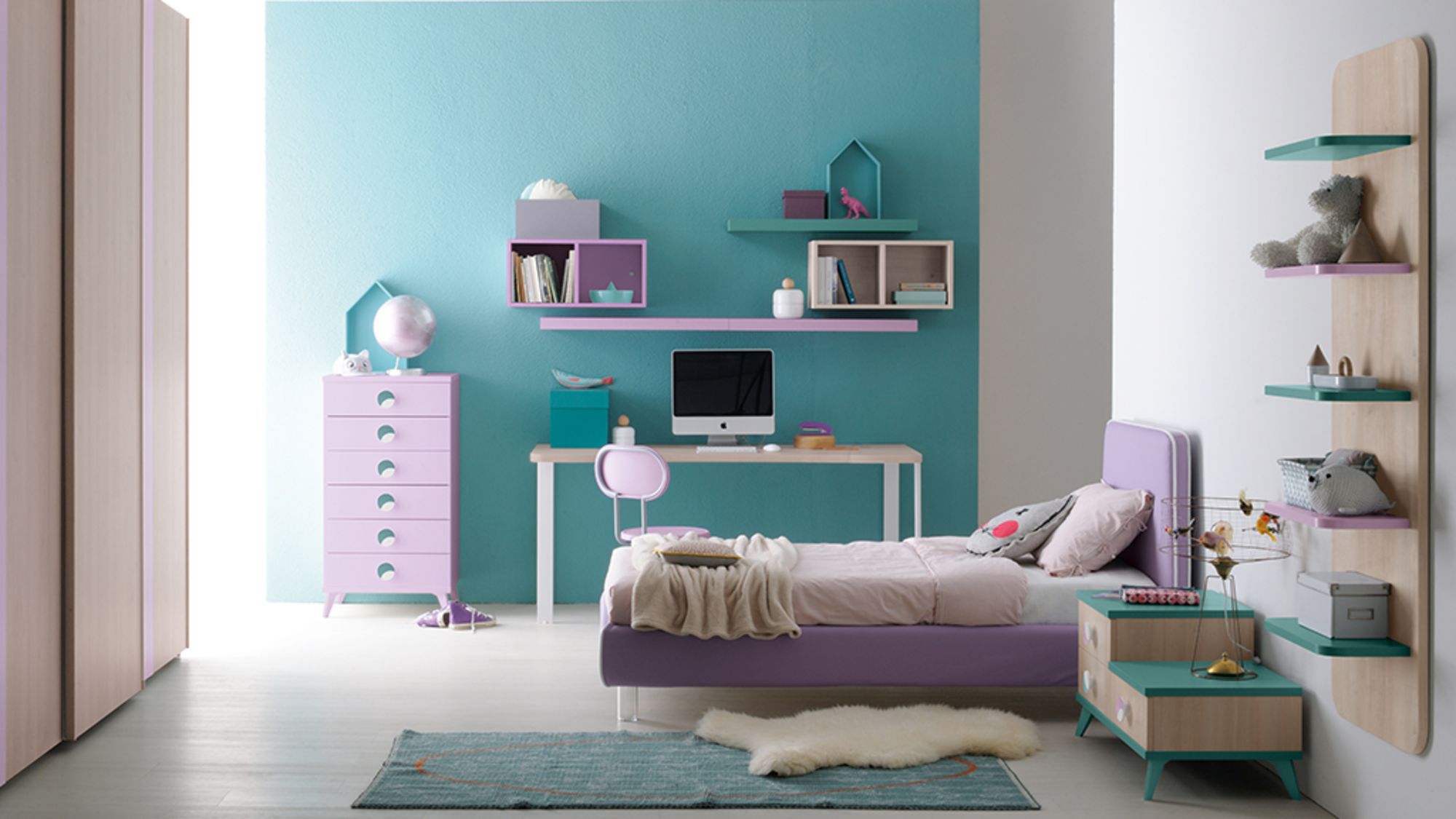 Habitación para niños violeta - GOLF C117 - Colombini - de madera