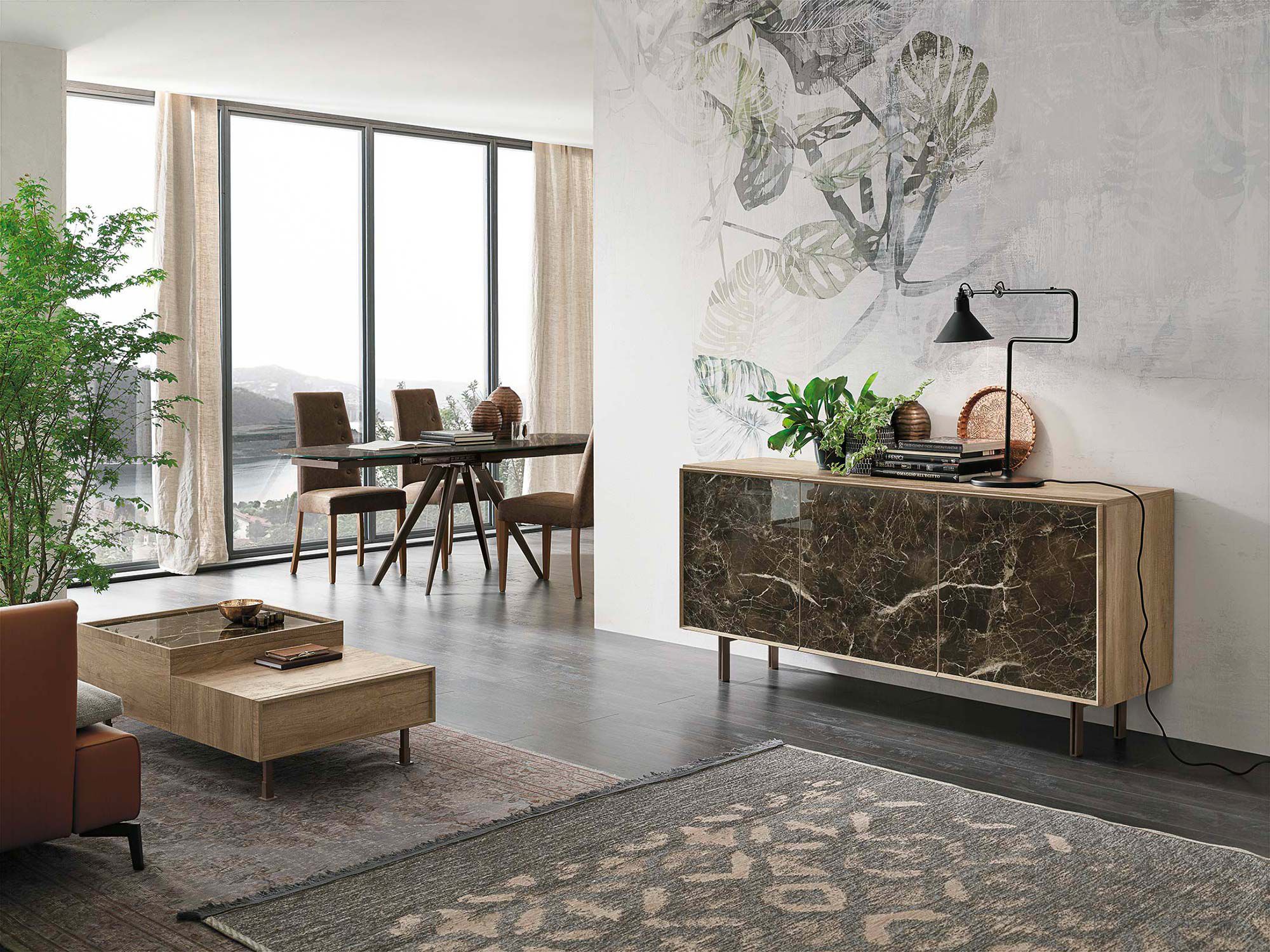 Aparador contemporáneo / de metal pintado / de cerámica / laminado