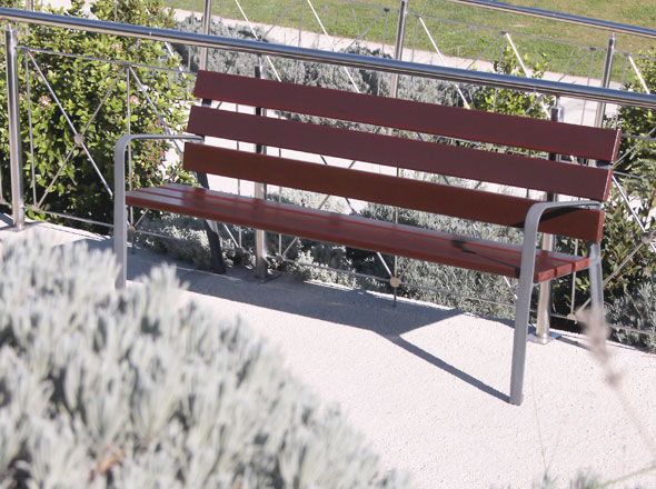 Banco público - ERGO - Benito - contemporáneo / de madera / de hierro