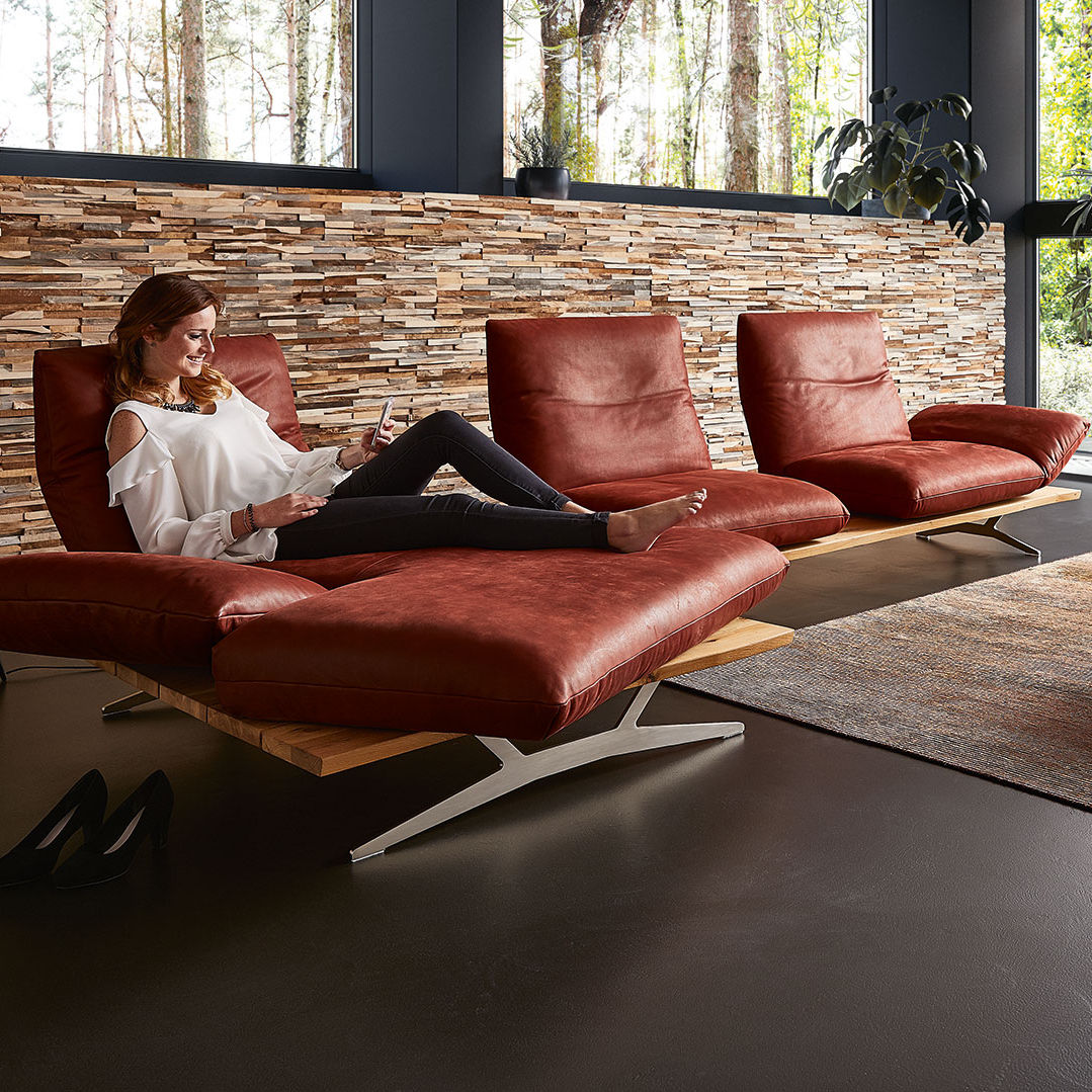 Sofá de esquina - MARILYN - Koinor - contemporáneo / de cuero / de madera