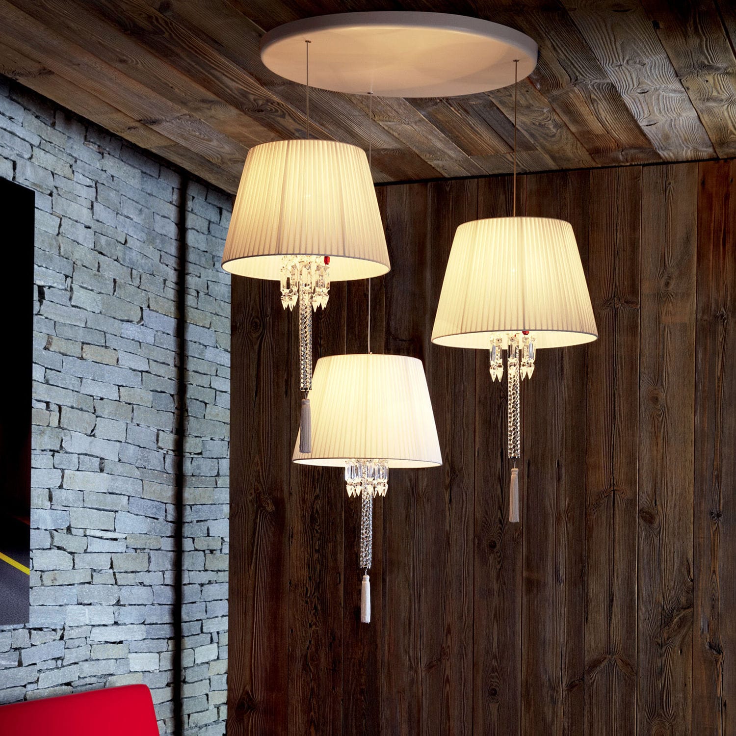 Lámpara suspendida TORCH Baccarat de latón / de latón niquelado / de cristal