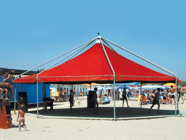 Cenador de acero galvanizado / de techo de lona / para espacio público