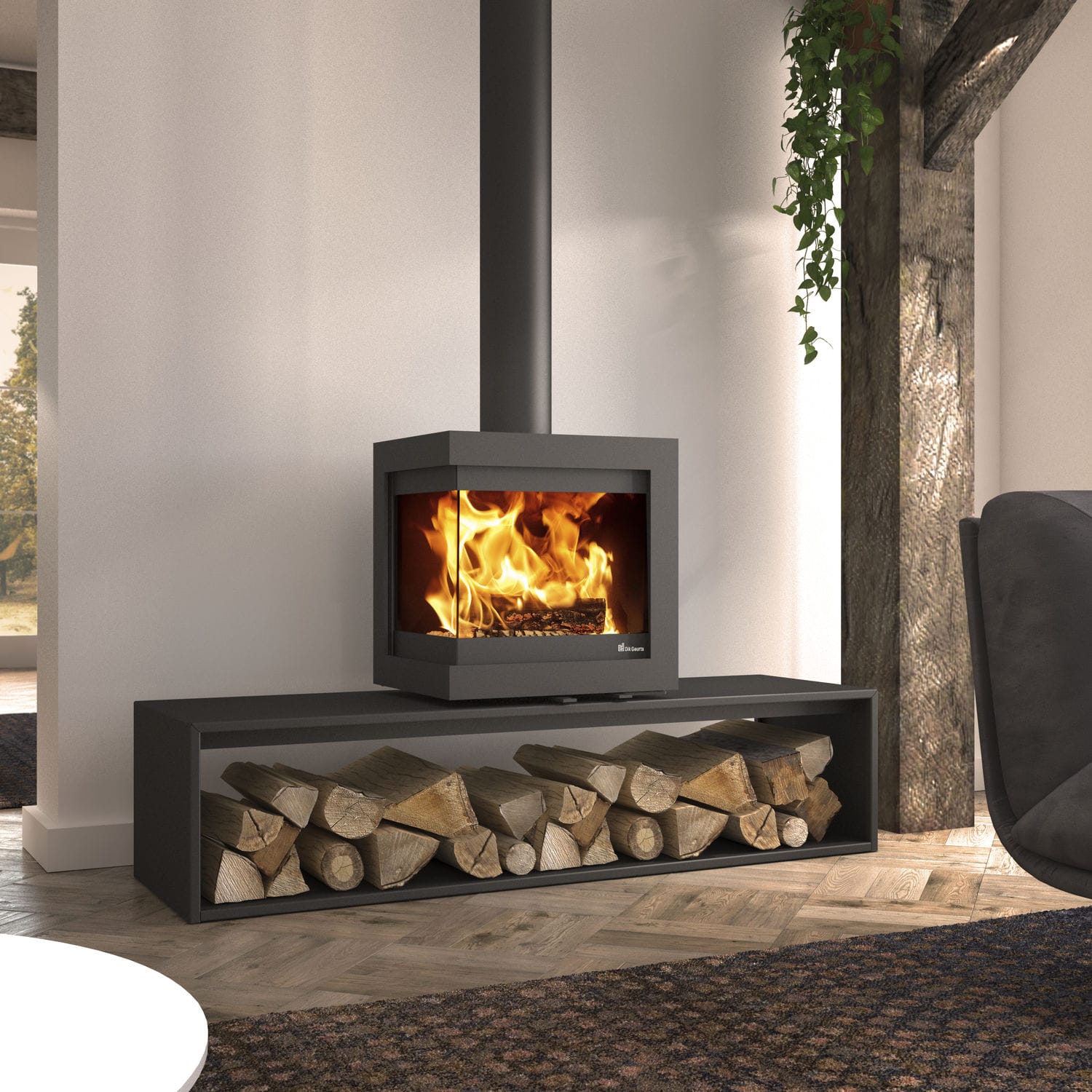 Estufa de leña - DIK GEURTS BORA CORNER STRAIGHT PLATEAU, - DRU - 4 kW