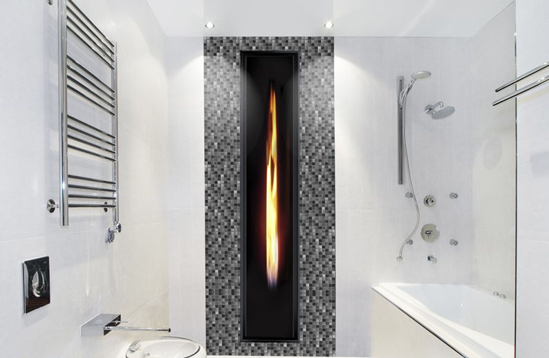 Chimenea insertable de gas / efecto llama / con mando a distancia