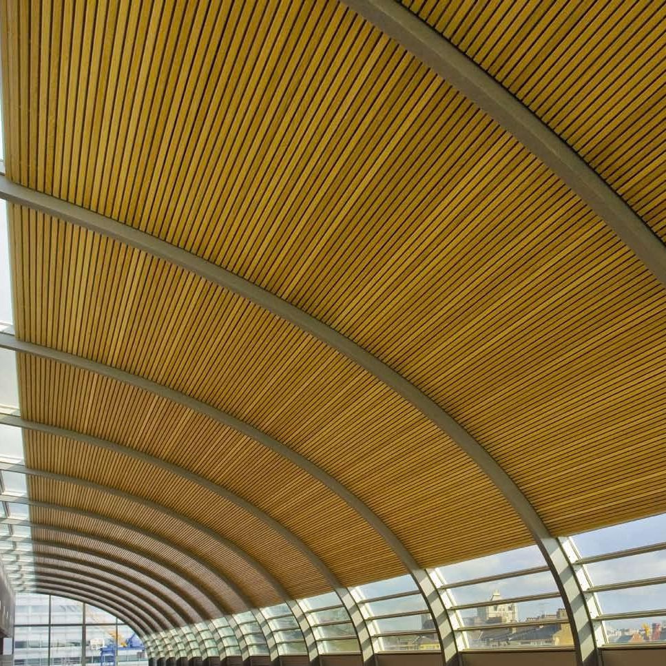 Falso techo de madera - RIBBA - Ah Produkter - en láminas / ignífugo