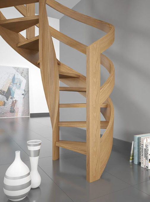 Escalera de caracol / estructura de madera / con peldaños de madera