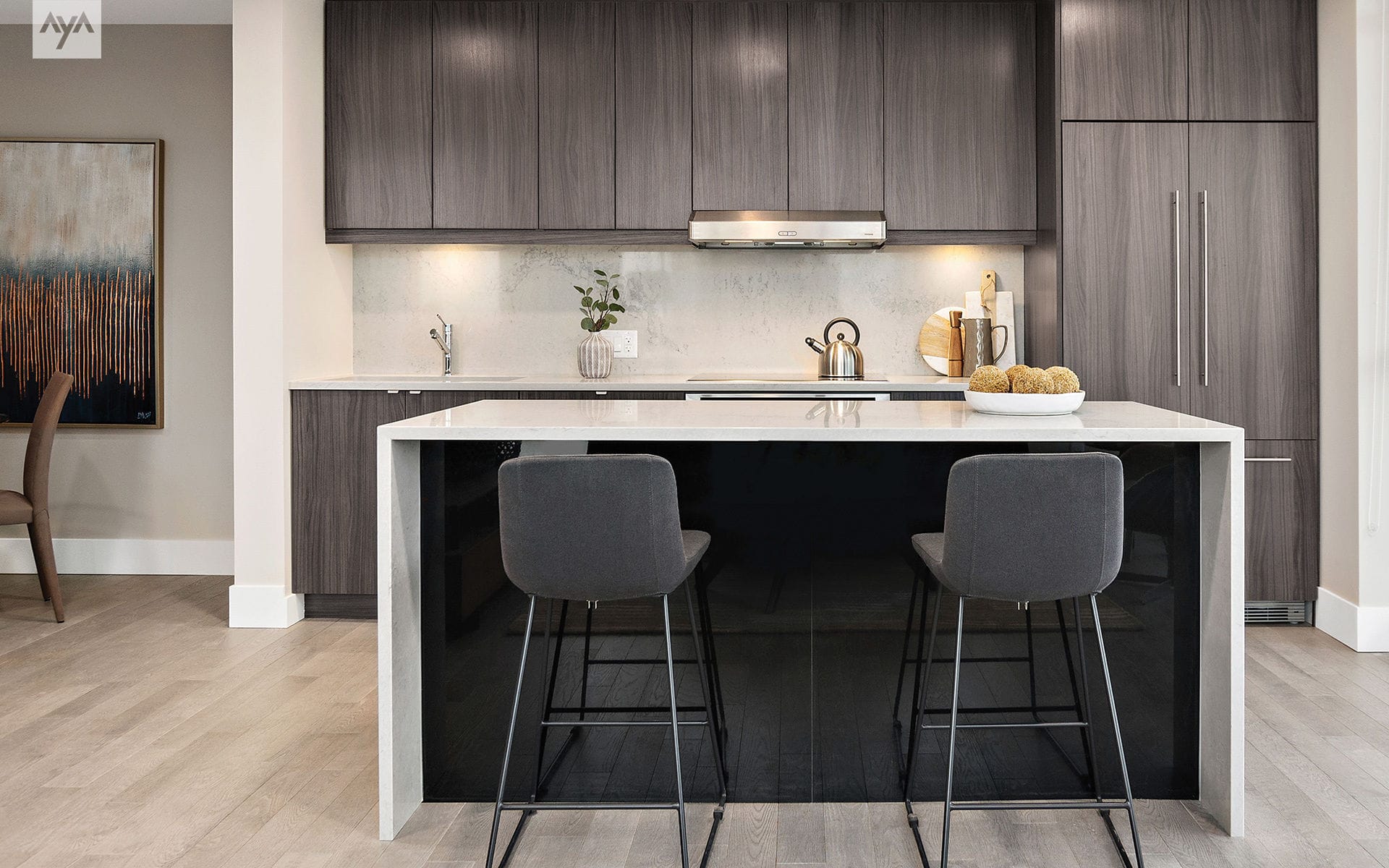 Cocina contemporánea / de melamina / con isla / en L - BOWERY - AYA