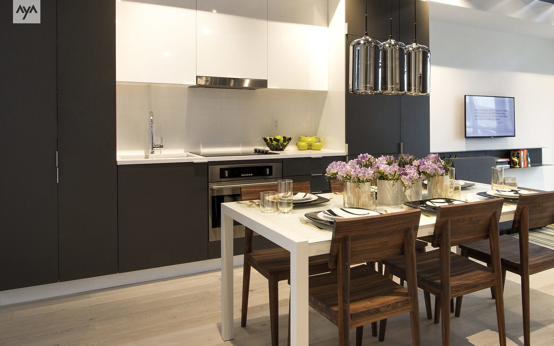 Cocina contemporánea / de melamina / con isla / en L - BOWERY - AYA