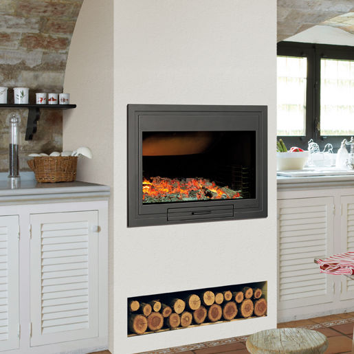 Chimenea de leña - H-04/80 ASADOR - HERGÓM - contemporánea / adosadas