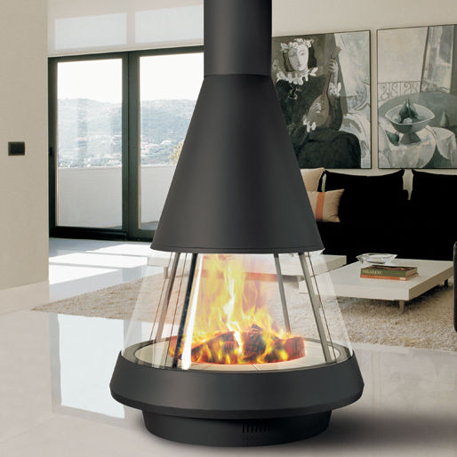 Chimenea de leña - MALLORCA - HERGÓM - contemporánea / en isla / hogar