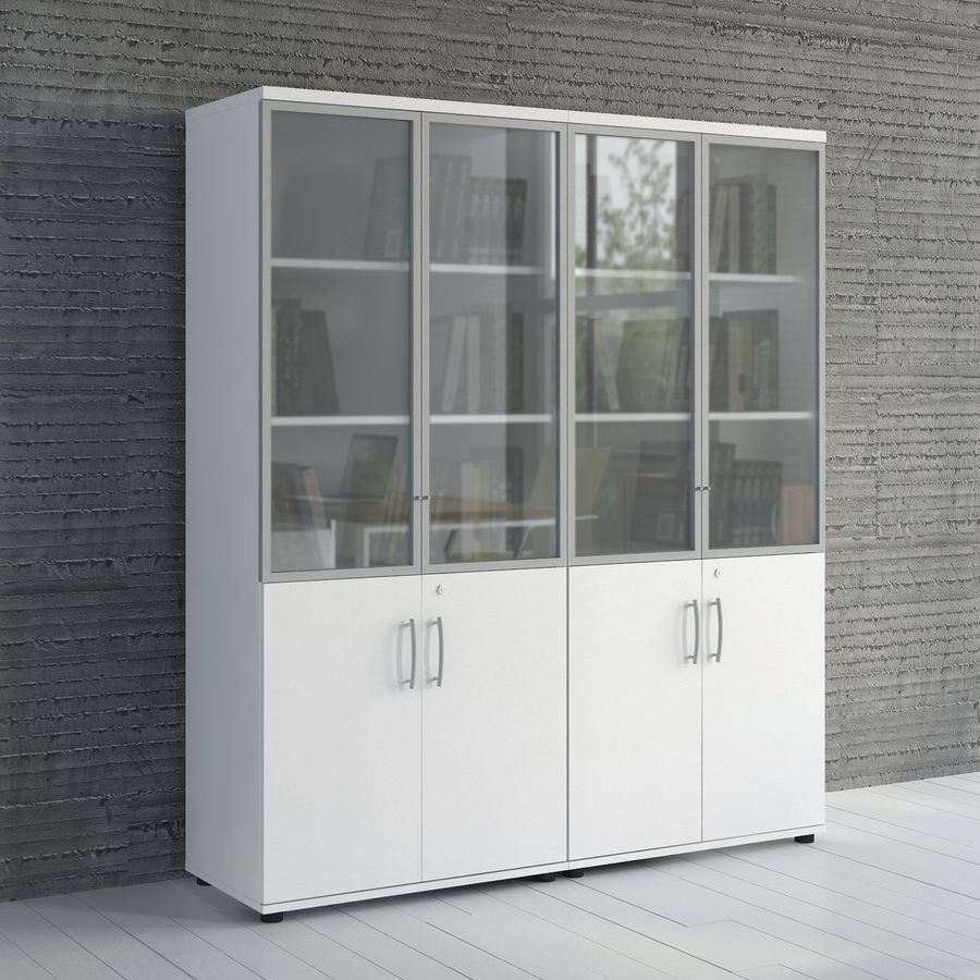 Armario de oficina bajo BASIC MDD alto / de madera / de vidrio