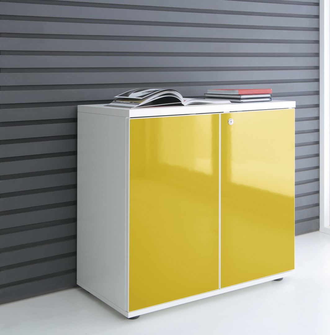 Armario de oficina bajo - GLOSS - MDD - alto / laminado / con puerta