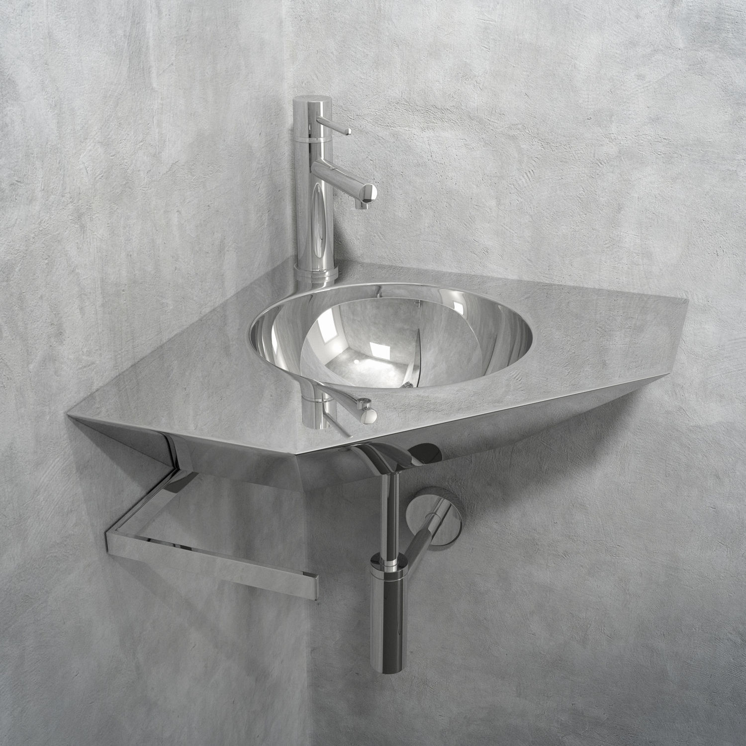 Lavabo suspendido - ORN - Componendo - acero inoxidable / de esquina / contemporáneo